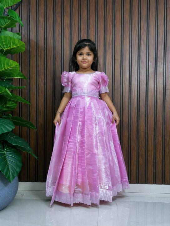 kids gown  jimmy choo silk Pink Designer kids wear supplier